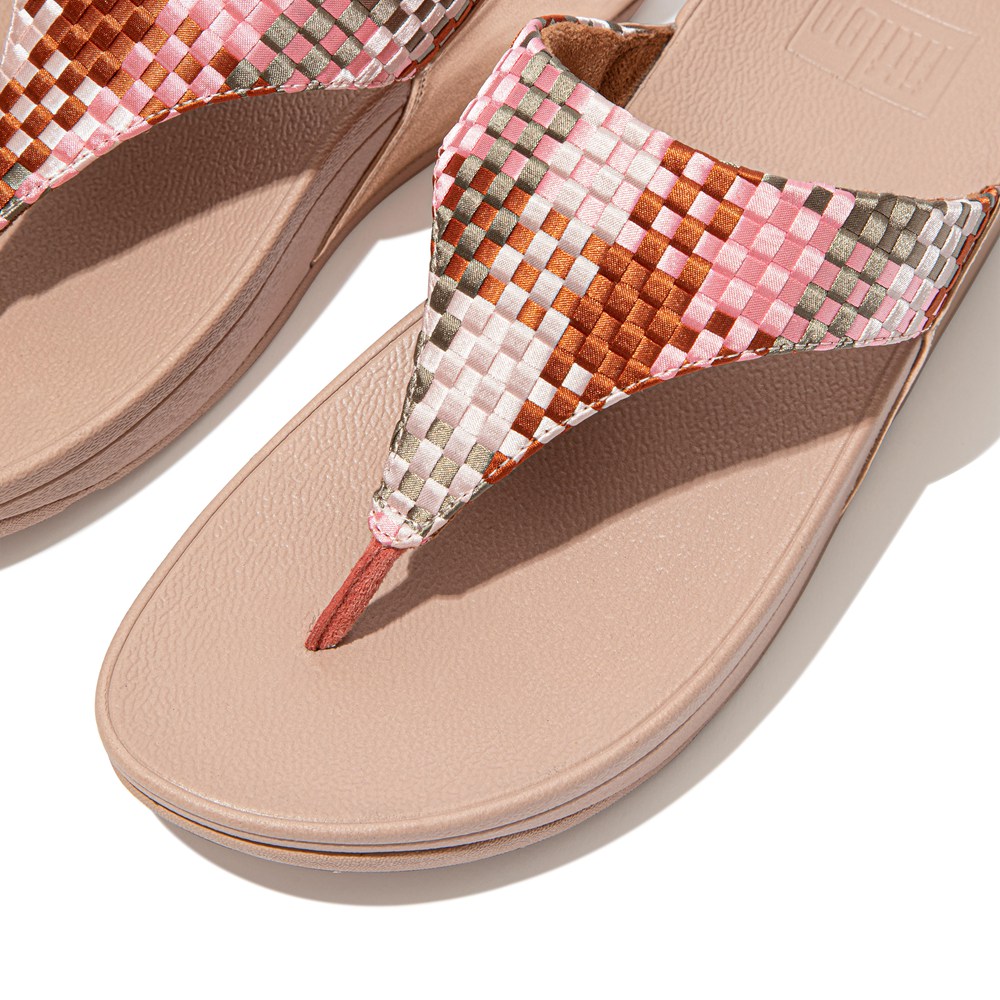 Fitflop Womens Sandals - Lulu Silky-weave Toe-post - Coral Pink - 604-AIQHCV